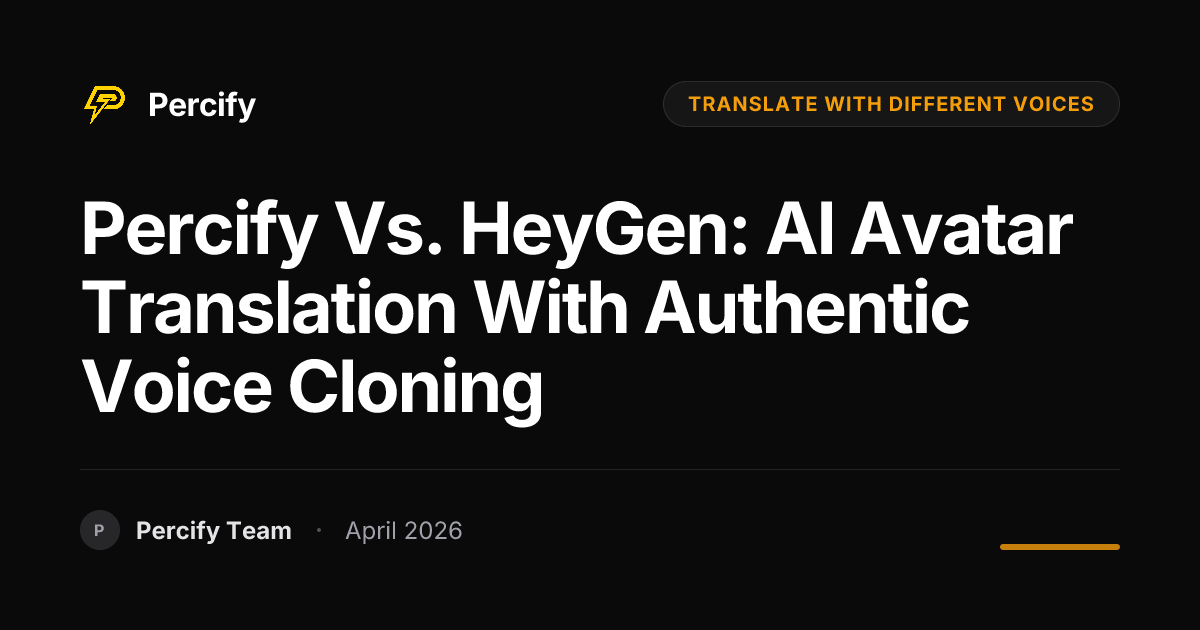 Percify vs. HeyGen: AI Avatar Translation with Authentic Voice Cloning - Percify AI Avatar Blog Cover