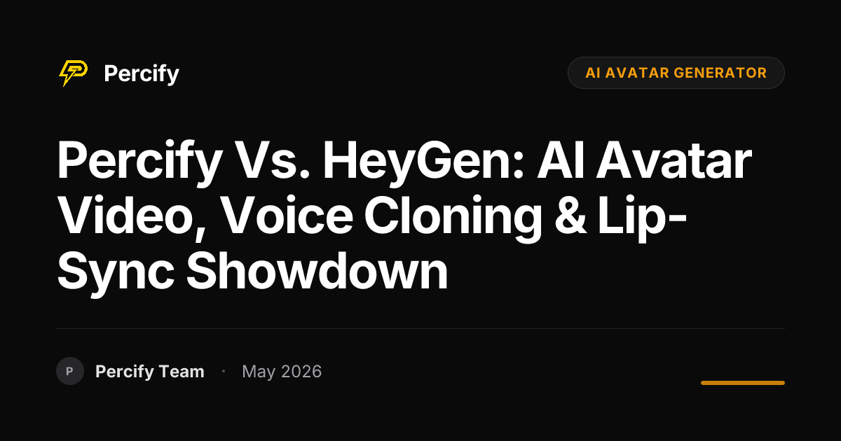 Percify vs. HeyGen: AI Avatar Video, Voice Cloning & Lip-Sync Showdown - Percify AI Avatar Blog Cover