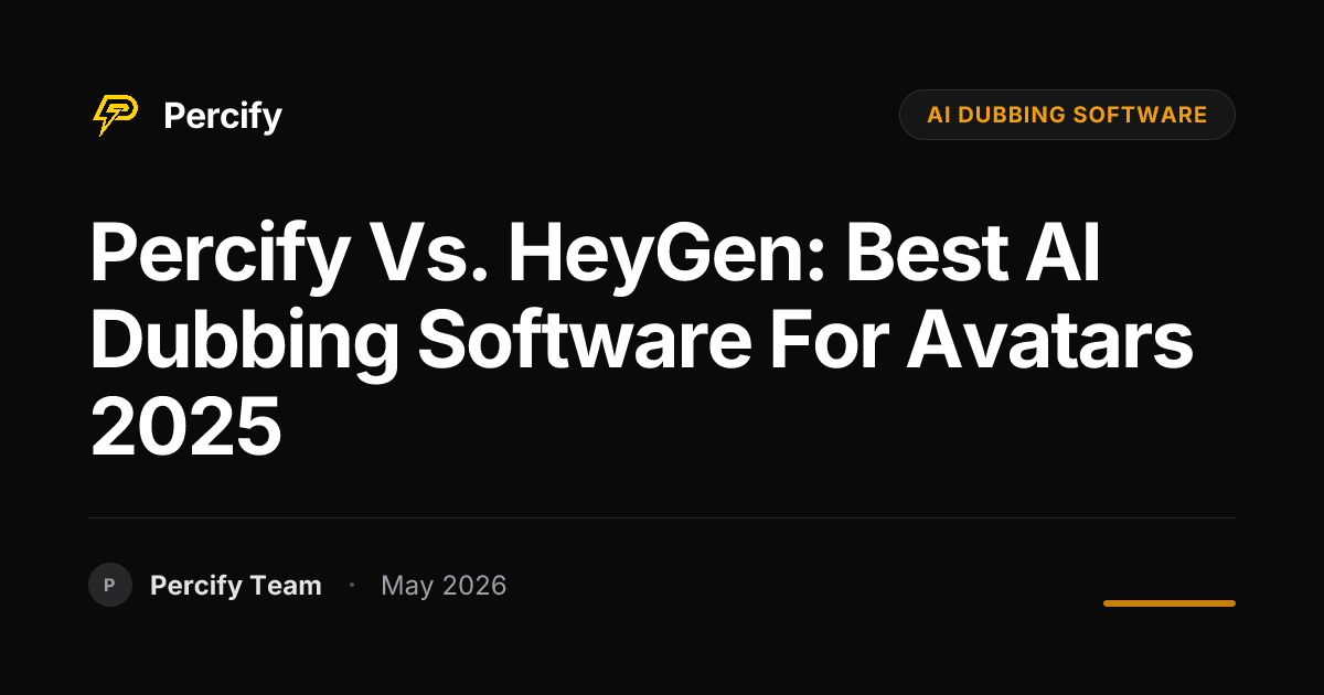 Percify vs. HeyGen: Best AI Dubbing Software for Avatars 2025 - Percify AI Avatar Blog Cover