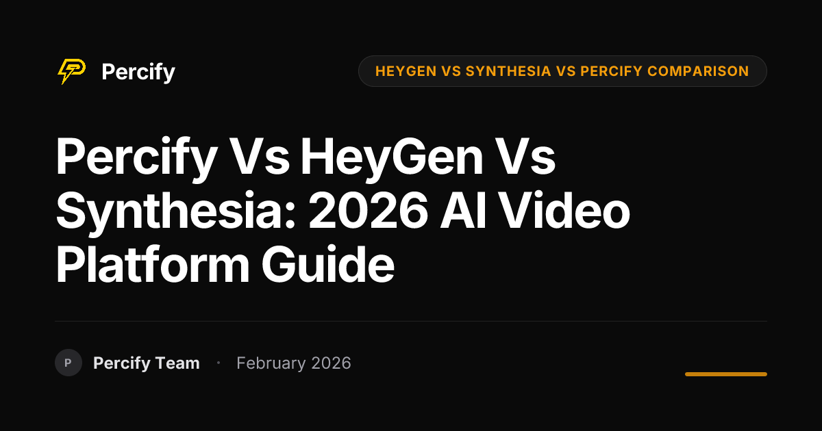Percify vs HeyGen vs Synthesia: 2026 AI Video Platform Guide - Percify AI Avatar Blog Cover