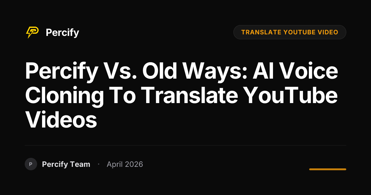 Percify vs. Old Ways: AI Voice Cloning to Translate YouTube Videos - Percify AI Avatar Blog Cover