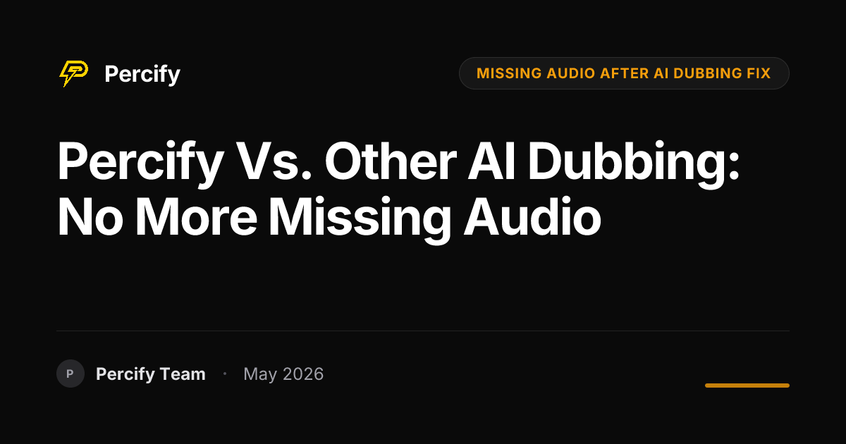 Percify vs. Other AI Dubbing: No More Missing Audio - Percify AI Avatar Blog Cover