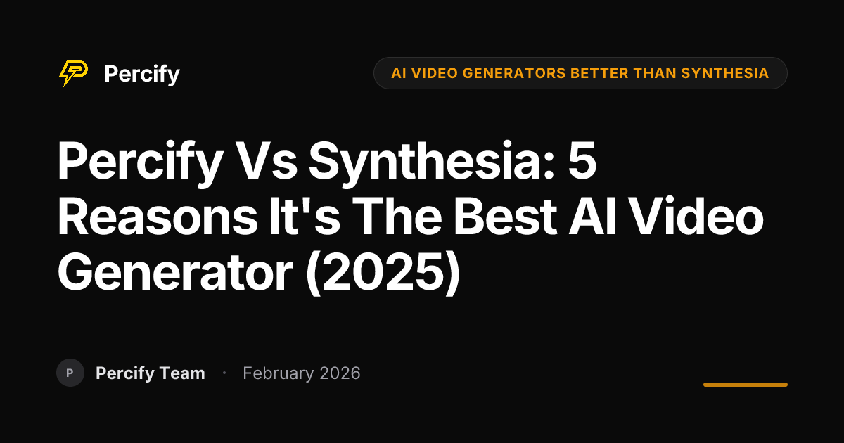 Percify vs Synthesia: 5 Reasons It's The Best AI Video Generator (2025) - Percify AI Avatar Blog Cover