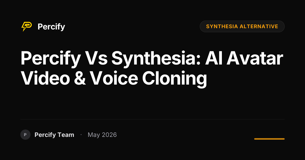 Percify vs Synthesia: AI Avatar Video & Voice Cloning - Percify AI Avatar Blog Cover