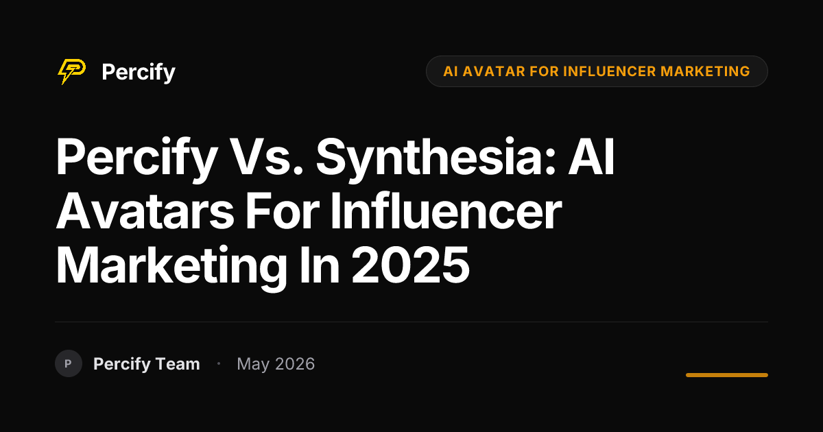 Percify vs. Synthesia: AI Avatars for Influencer Marketing in 2025 - Percify AI Avatar Blog Cover