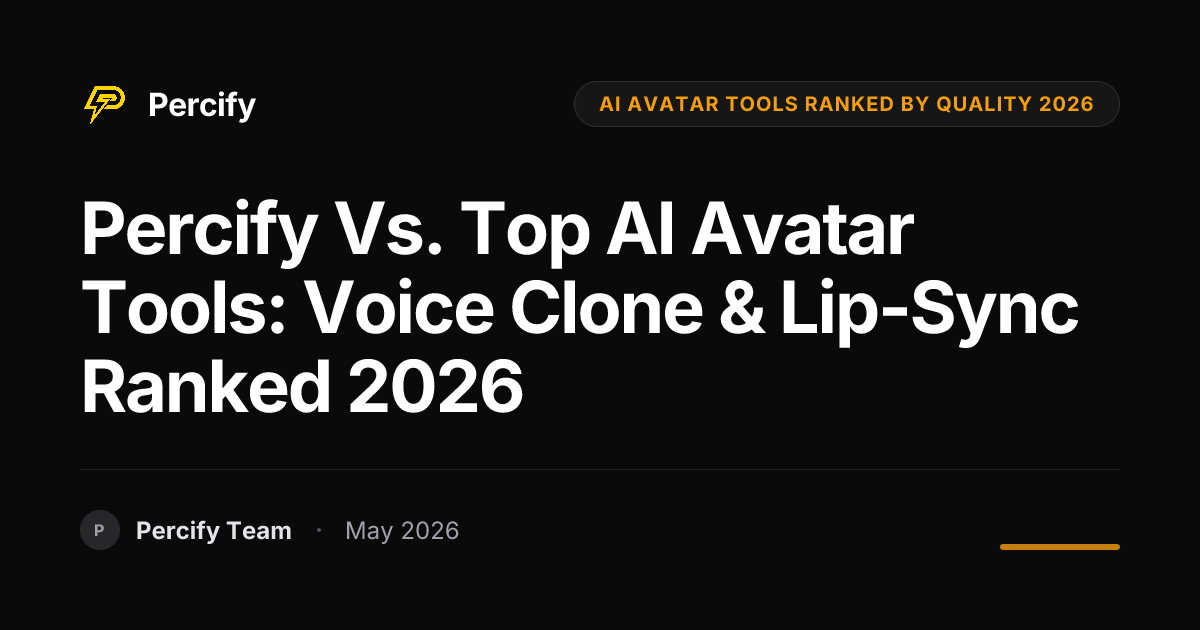 Percify vs. Top AI Avatar Tools: Voice Clone & Lip-Sync Ranked 2026 - Percify AI Avatar Blog Cover