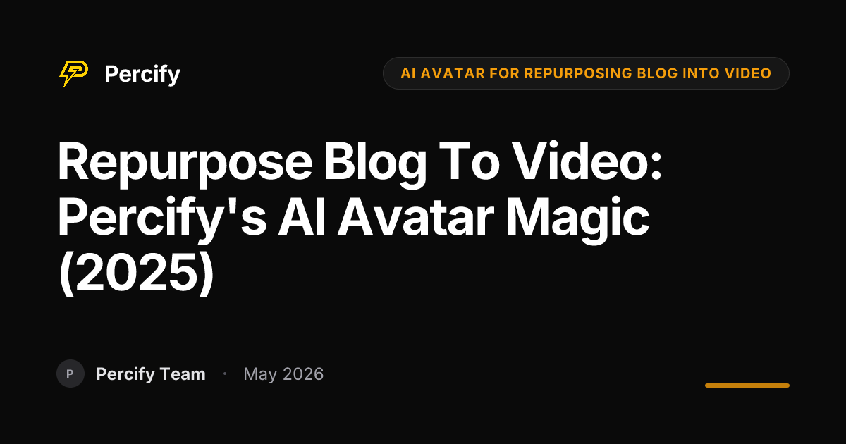 Repurpose Blog to Video: Percify's AI Avatar Magic (2025) - Percify AI Avatar Blog Cover