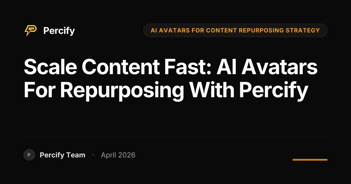 Scale Content Fast: AI Avatars for Repurposing with Percify - Percify AI Avatar Blog Cover