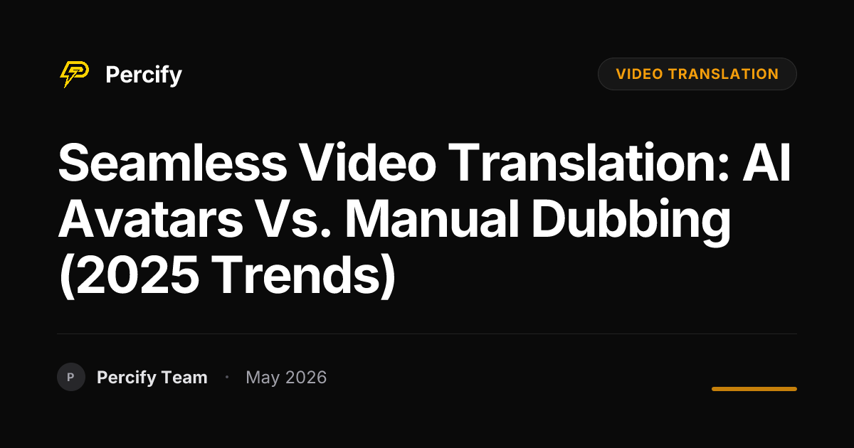 Seamless Video Translation: AI Avatars vs. Manual Dubbing (2025 Trends) - Percify AI Avatar Blog Cover
