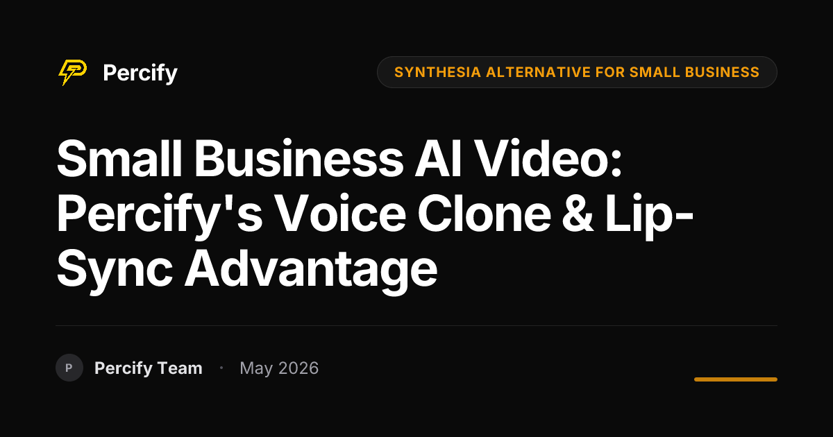 Small Business AI Video: Percify's Voice Clone & Lip-Sync Advantage - Percify AI Avatar Blog Cover