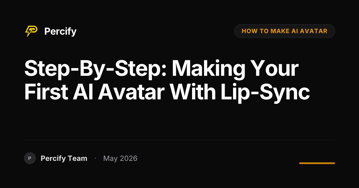 Step-by-Step: Making Your First AI Avatar with Lip-Sync - Percify AI Avatar Blog Cover