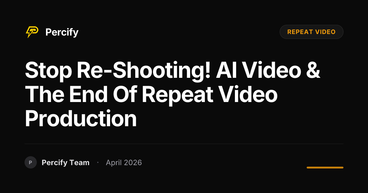 Stop Re-Shooting! AI Video & The End of Repeat Video Production - Percify AI Avatar Blog Cover