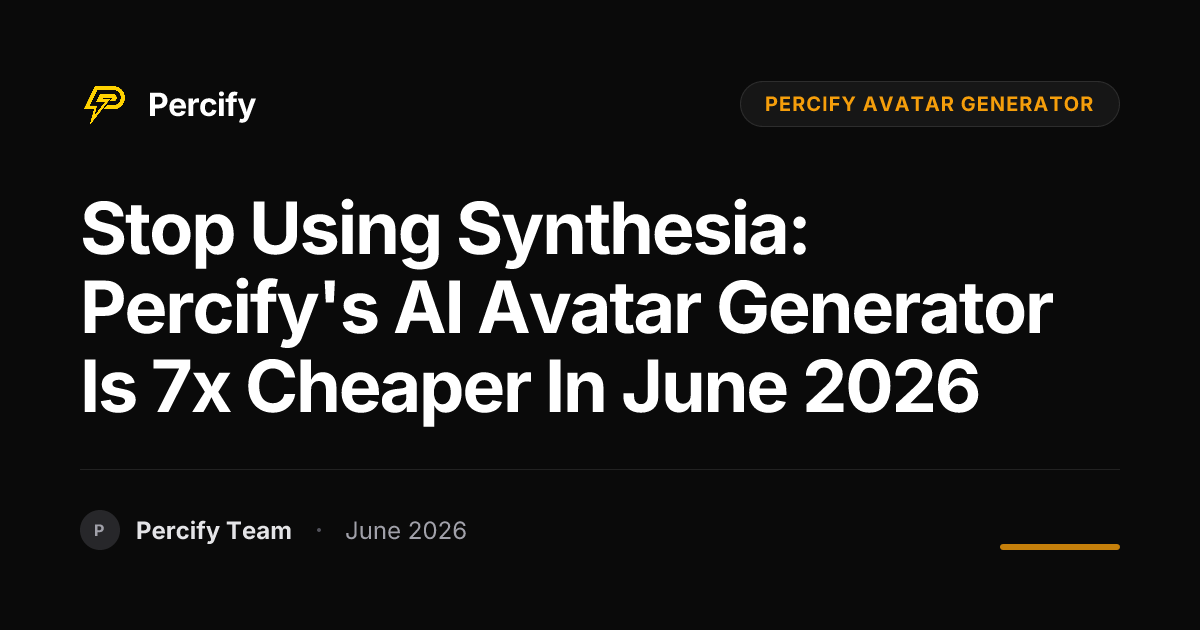 Stop Using Synthesia: Percify's AI Avatar Generator is 7x Cheaper in June 2026 - Percify AI Avatar Blog Cover