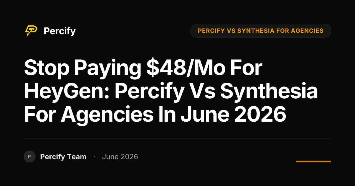 Stop Paying $48/mo for HeyGen: Percify vs Synthesia for Agencies in June 2026 - Percify AI Avatar Blog Cover