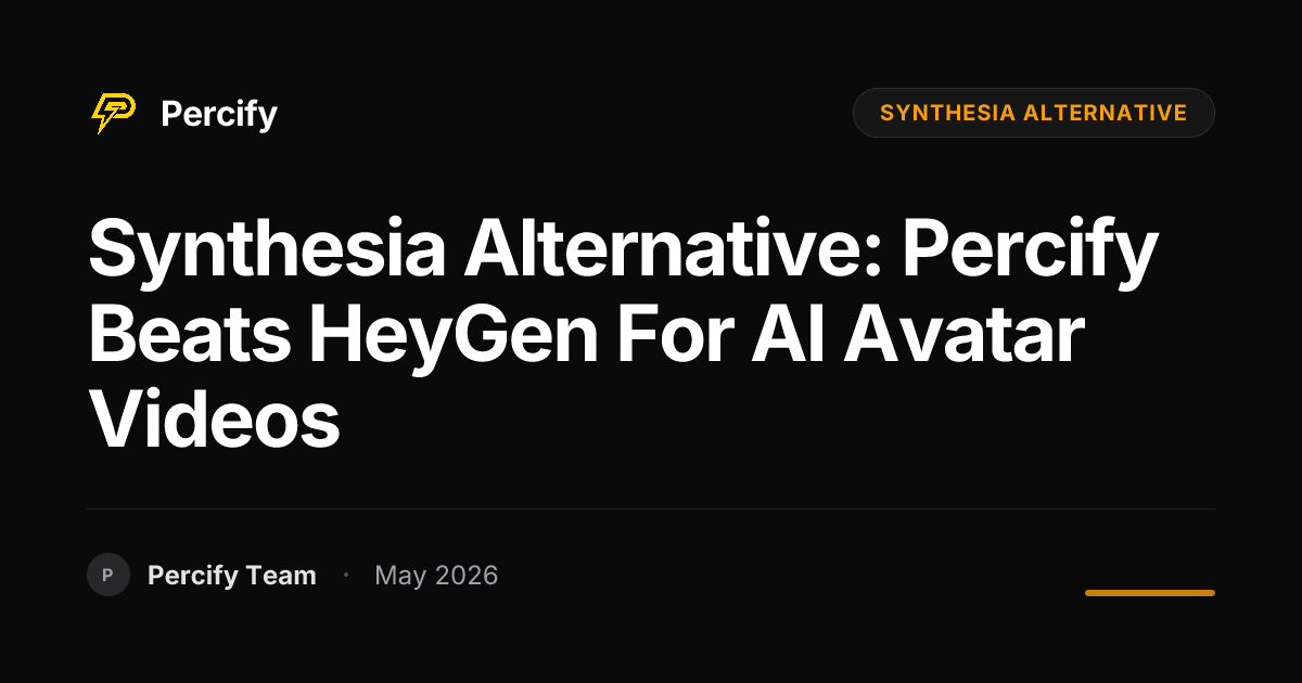 Synthesia Alternative: Percify Beats HeyGen for AI Avatar Videos - Percify AI Avatar Blog Cover