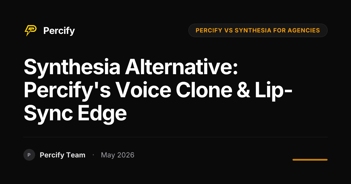 Synthesia Alternative: Percify's Voice Clone & Lip-Sync Edge - Percify AI Avatar Blog Cover