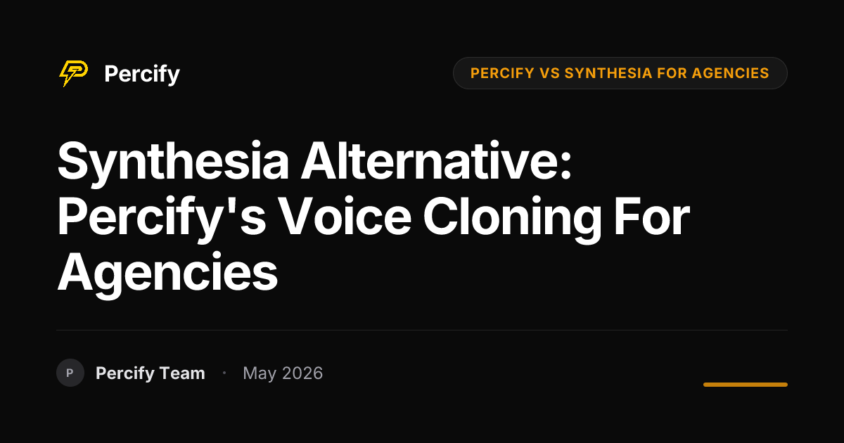 Synthesia Alternative: Percify's Voice Cloning for Agencies - Percify AI Avatar Blog Cover