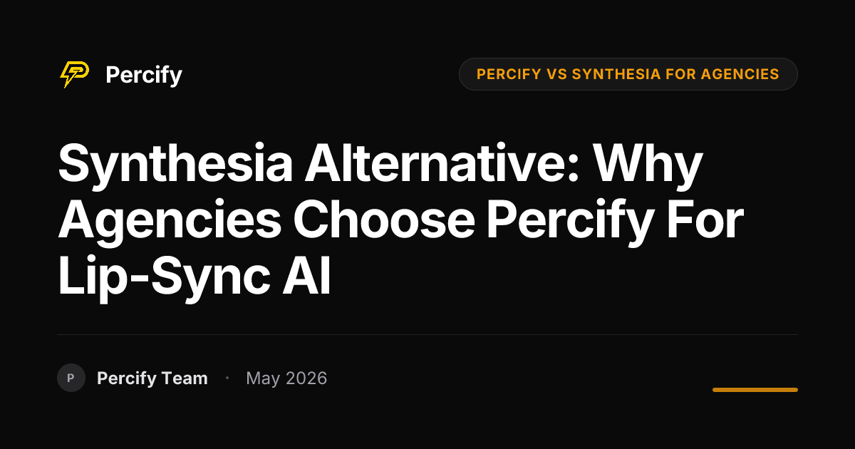 Synthesia Alternative: Why Agencies Choose Percify for Lip-Sync AI - Percify AI Avatar Blog Cover