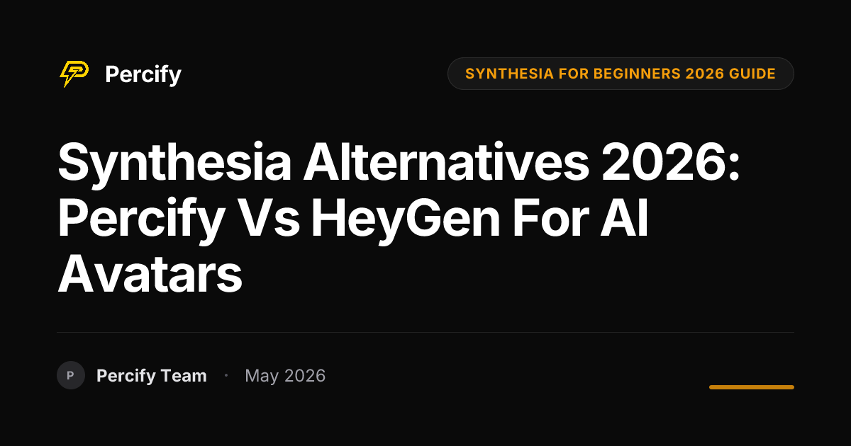 Synthesia Alternatives 2026: Percify vs HeyGen for AI Avatars - Percify AI Avatar Blog Cover