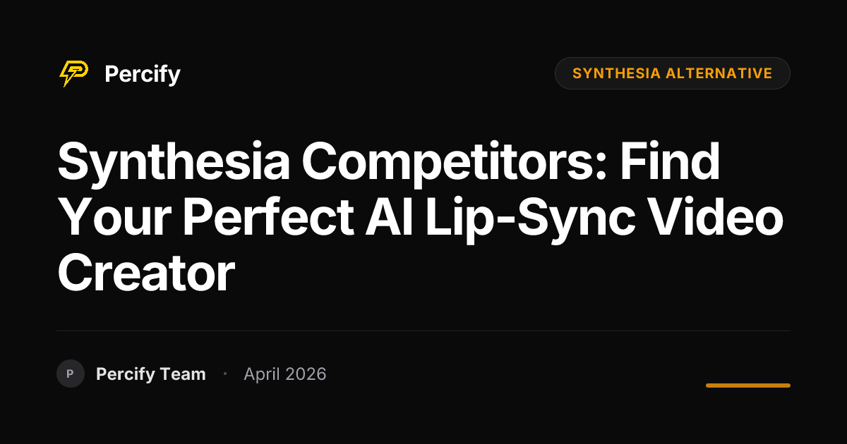 Synthesia Competitors: Find Your Perfect AI Lip-Sync Video Creator - Percify AI Avatar Blog Cover