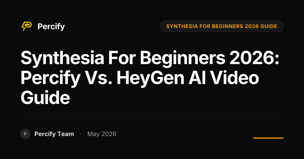 Synthesia for Beginners 2026: Percify vs. HeyGen AI Video Guide - Percify AI Avatar Blog Cover