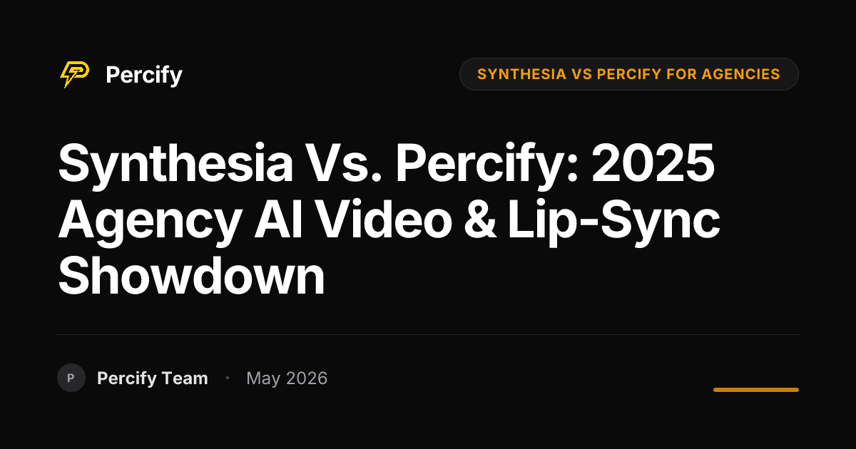 Synthesia vs. Percify: 2025 Agency AI Video & Lip-Sync Showdown - Percify AI Avatar Blog Cover