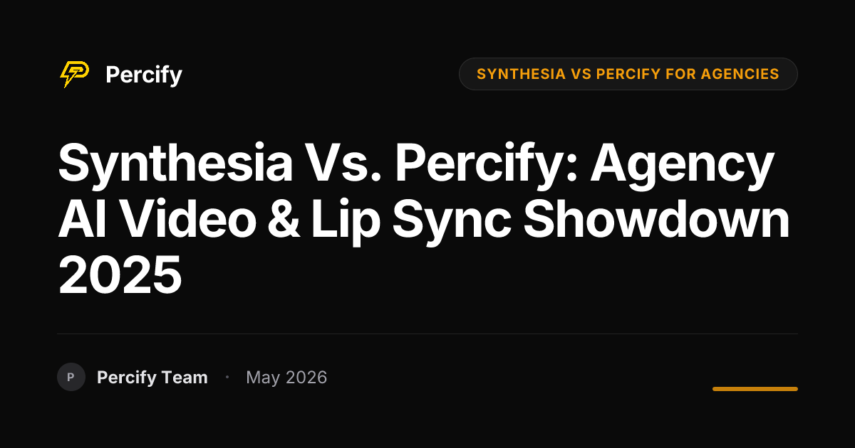 Synthesia vs. Percify: Agency AI Video & Lip Sync Showdown 2025 - Percify AI Avatar Blog Cover