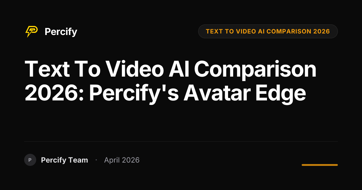 Text to Video AI Comparison 2026: Percify's Avatar Edge - Percify AI Avatar Blog Cover