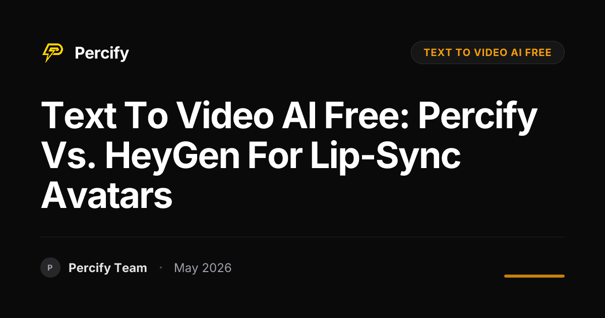 Text to Video AI Free: Percify vs. HeyGen for Lip-Sync Avatars - Percify AI Avatar Blog Cover