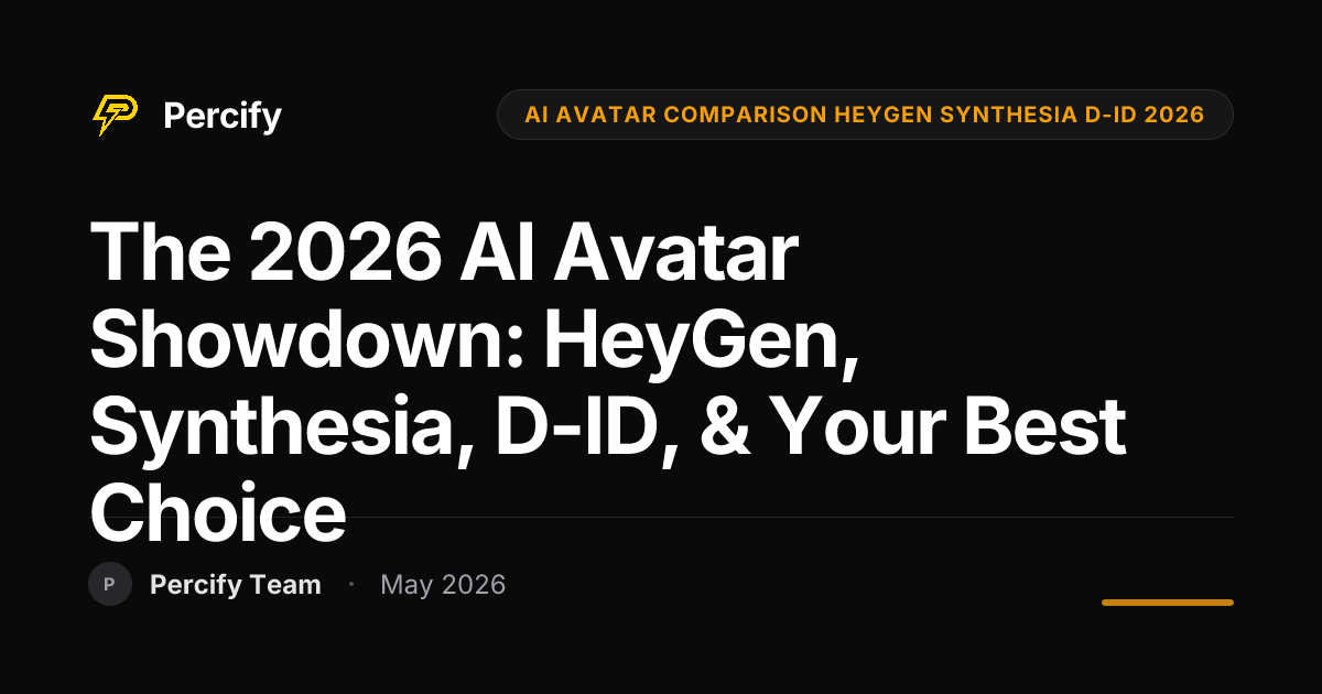 The 2026 AI Avatar Showdown: HeyGen, Synthesia, D-ID, & Your Best Choice - Percify AI Avatar Blog Cover