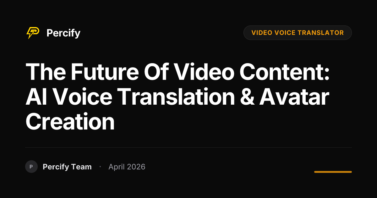 The Future of Video Content: AI Voice Translation & Avatar Creation - Percify AI Avatar Blog Cover