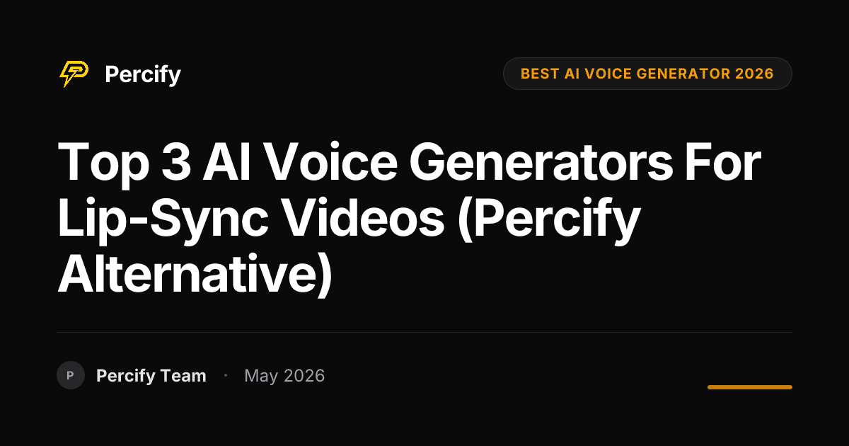Top 3 AI Voice Generators for Lip-Sync Videos (Percify Alternative) - Percify AI Avatar Blog Cover