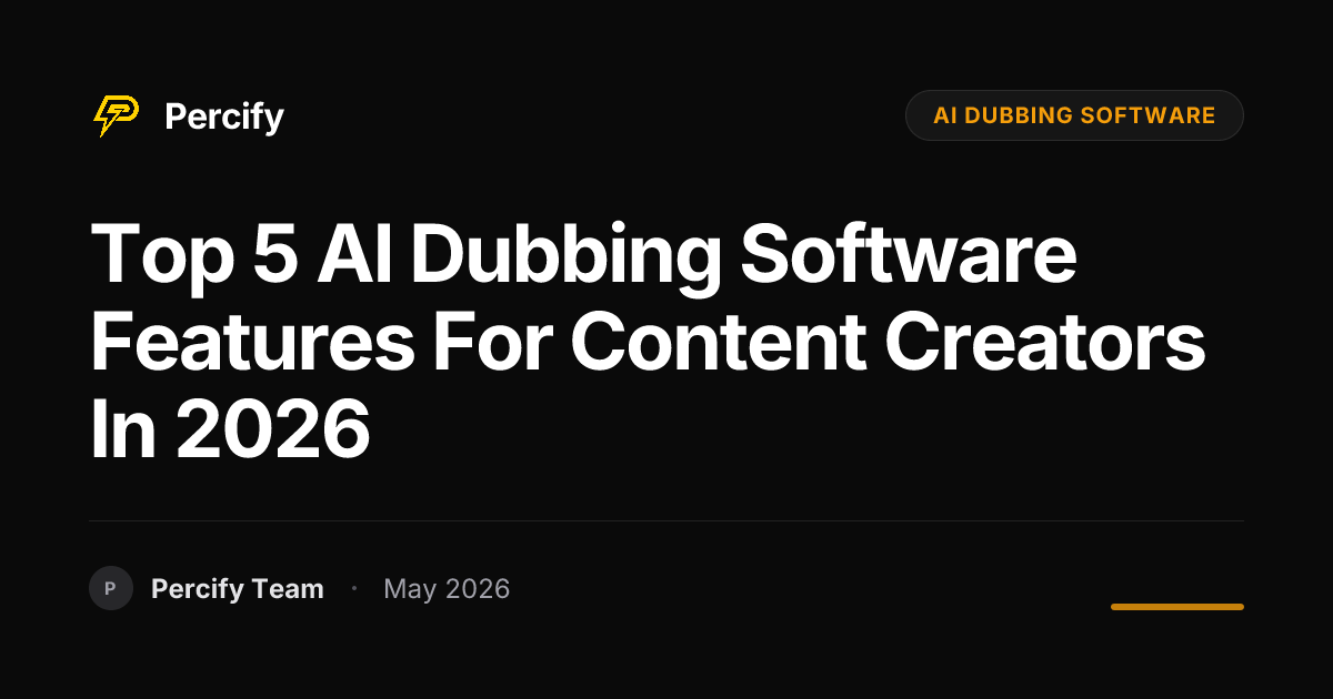 Top 5 AI Dubbing Software Features for Content Creators in 2026 - Percify AI Avatar Blog Cover