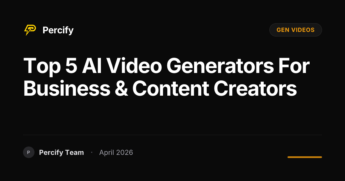 Top 5 AI Video Generators for Business & Content Creators - Percify AI Avatar Blog Cover