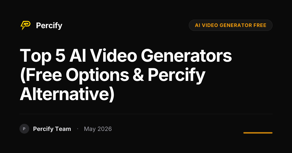 Top 5 AI Video Generators (Free Options & Percify Alternative) - Percify AI Avatar Blog Cover