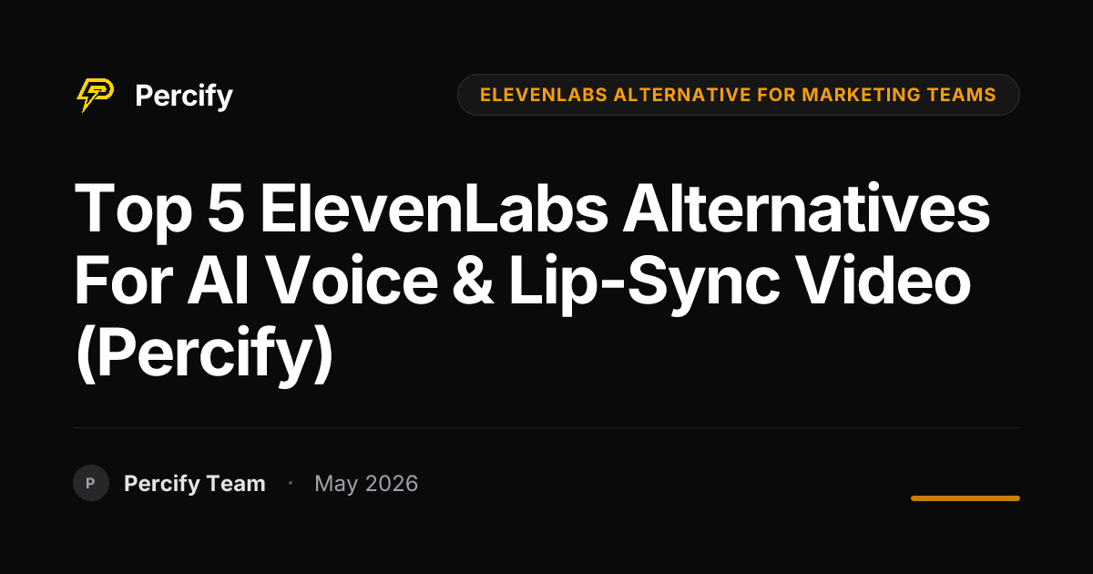 Top 5 ElevenLabs Alternatives for AI Voice & Lip-Sync Video (Percify) - Percify AI Avatar Blog Cover