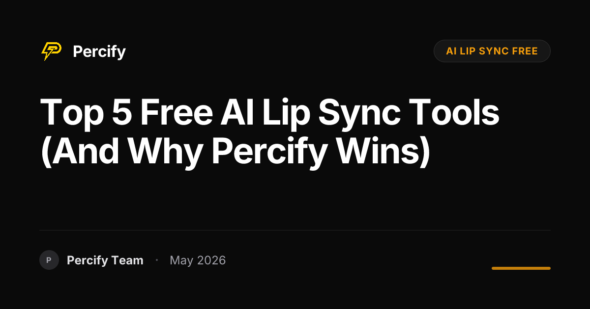 Top 5 Free AI Lip Sync Tools (And Why Percify Wins) - Percify AI Avatar Blog Cover