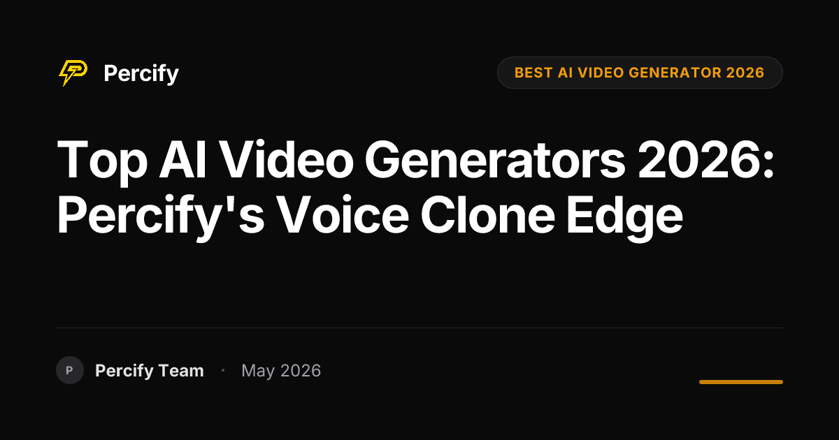 Top AI Video Generators 2026: Percify's Voice Clone Edge - Percify AI Avatar Blog Cover