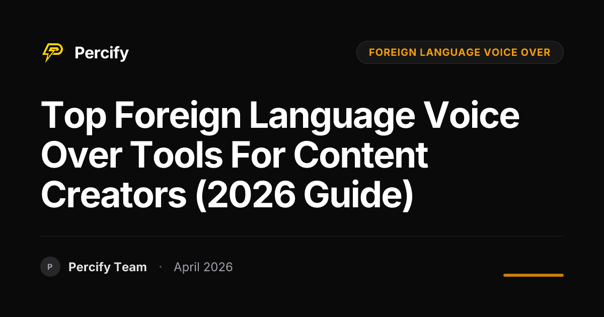 Top foreign language voice over Tools for Content Creators (2026 Guide) - Percify AI Avatar Blog Cover