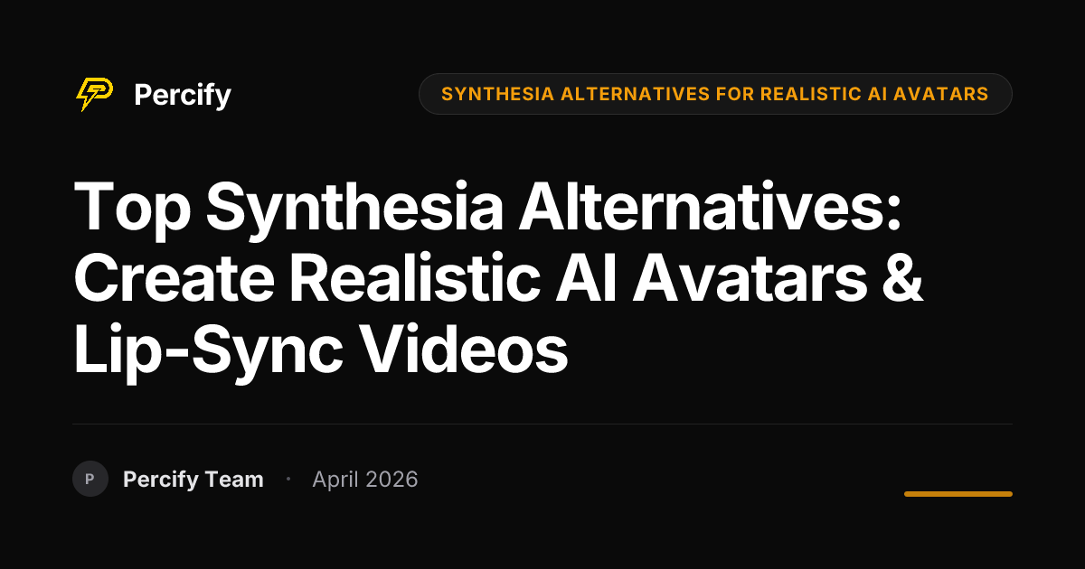 Top Synthesia Alternatives: Create Realistic AI Avatars & Lip-Sync Videos - Percify AI Avatar Blog Cover