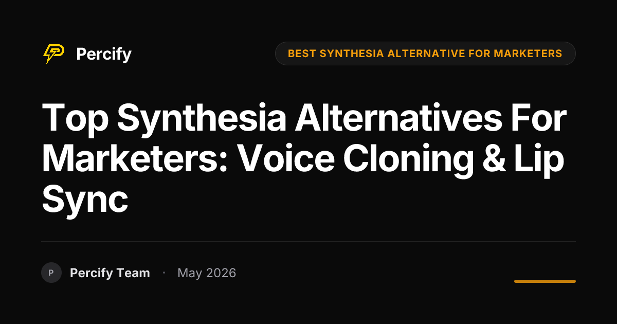 Top Synthesia Alternatives for Marketers: Voice Cloning & Lip Sync - Percify AI Avatar Blog Cover