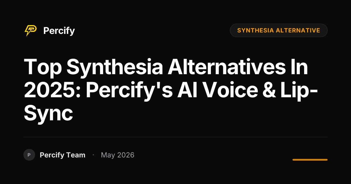Top Synthesia Alternatives in 2025: Percify's AI Voice & Lip-Sync - Percify AI Avatar Blog Cover
