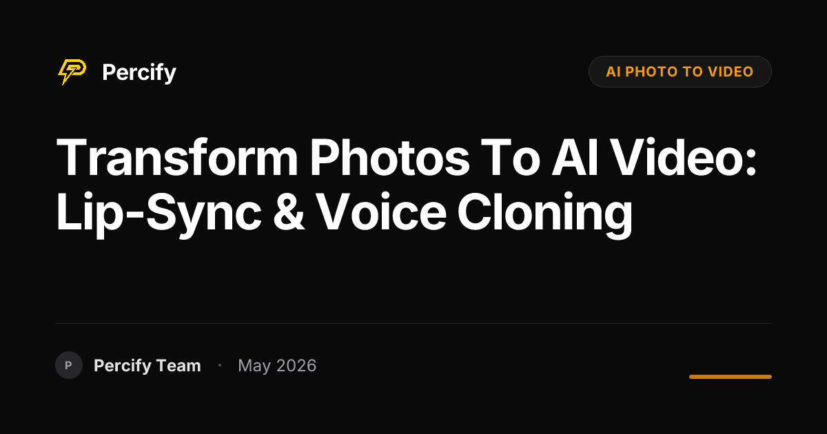 Transform Photos to AI Video: Lip-Sync & Voice Cloning - Percify AI Avatar Blog Cover