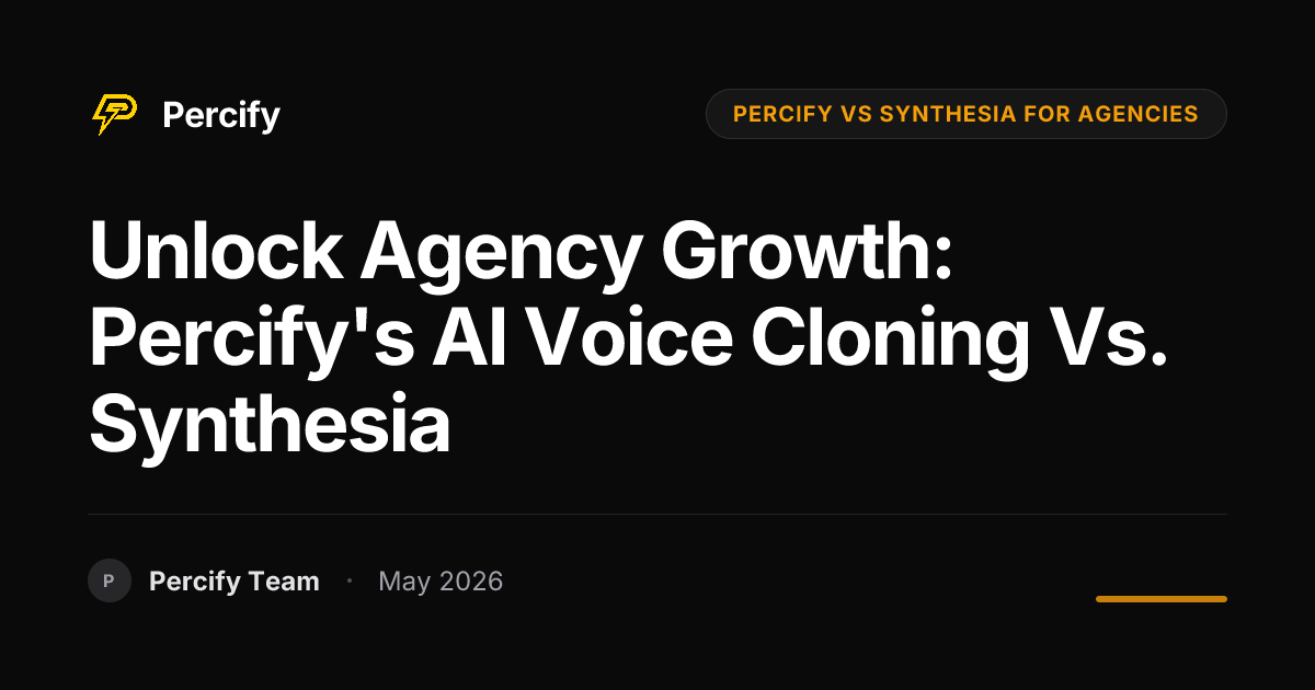Unlock Agency Growth: Percify's AI Voice Cloning vs. Synthesia - Percify AI Avatar Blog Cover