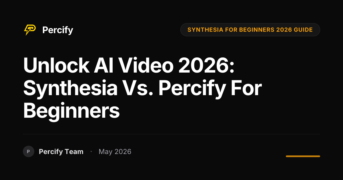 Unlock AI Video 2026: Synthesia vs. Percify for Beginners - Percify AI Avatar Blog Cover
