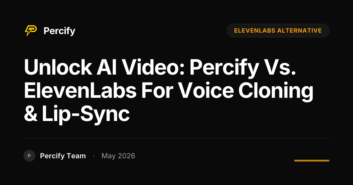 Unlock AI Video: Percify vs. ElevenLabs for Voice Cloning & Lip-Sync - Percify AI Avatar Blog Cover