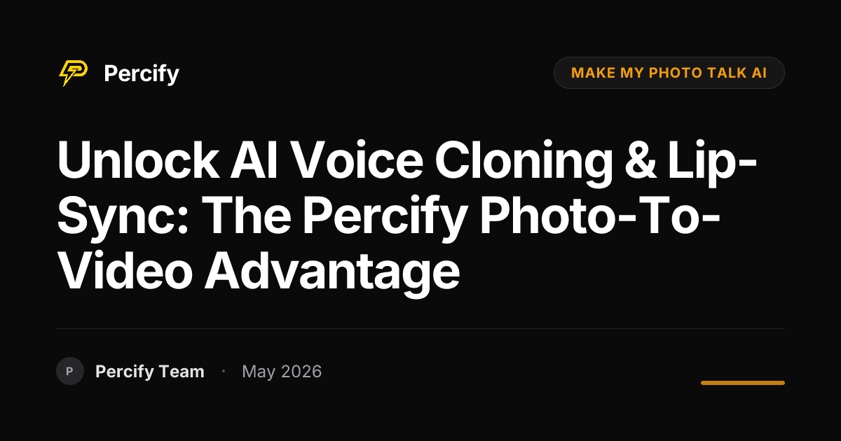 Unlock AI Voice Cloning & Lip-Sync: The Percify Photo-to-Video Advantage - Percify AI Avatar Blog Cover