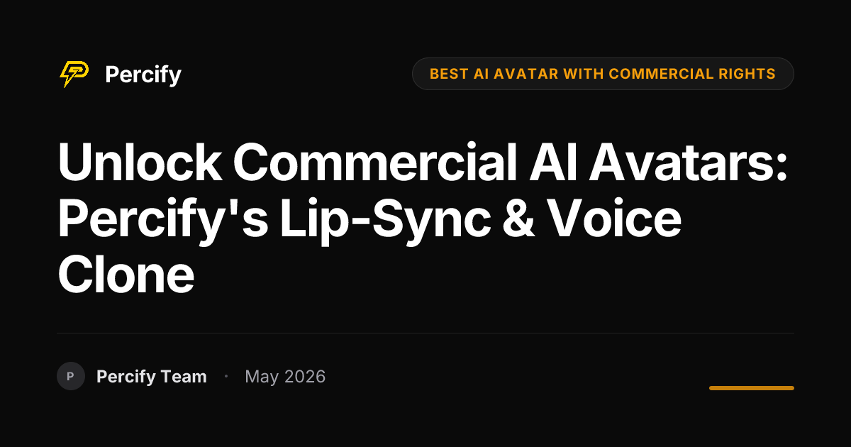 Unlock Commercial AI Avatars: Percify's Lip-Sync & Voice Clone - Percify AI Avatar Blog Cover