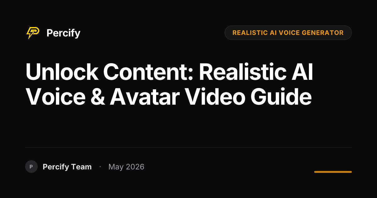 Unlock Content: Realistic AI Voice & Avatar Video Guide - Percify AI Avatar Blog Cover