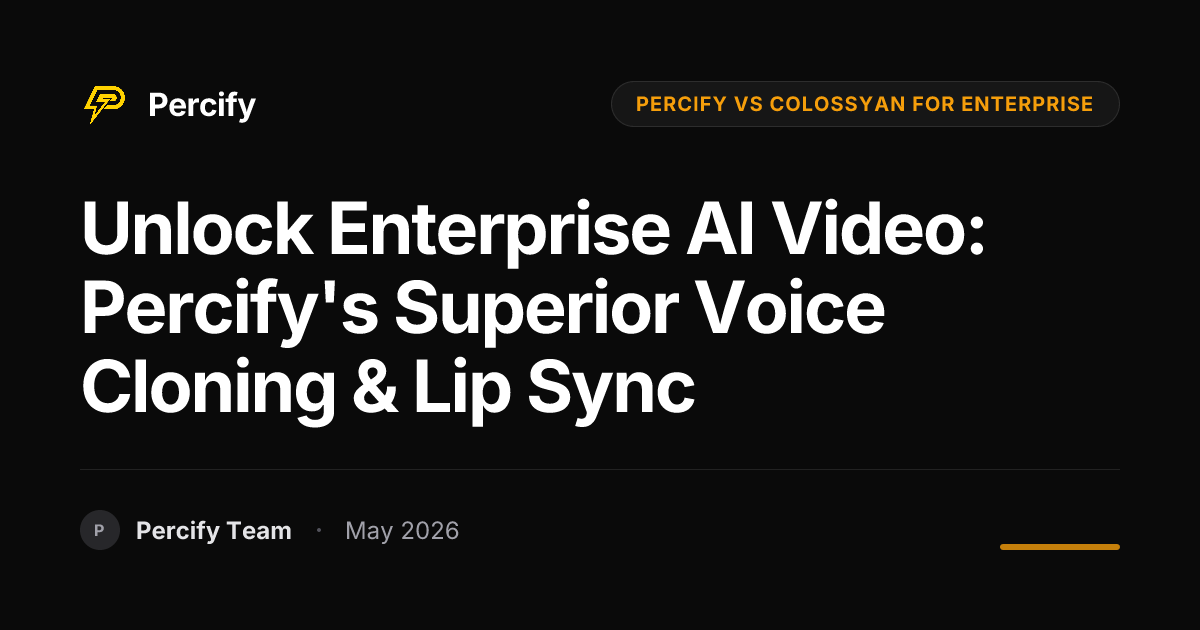 Unlock Enterprise AI Video: Percify's Superior Voice Cloning & Lip Sync - Percify AI Avatar Blog Cover
